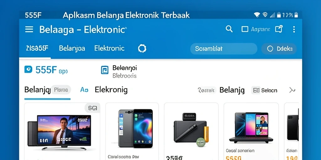 Tampilan antarmuka aplikasi 555F dengan pilihan produk elektronik.