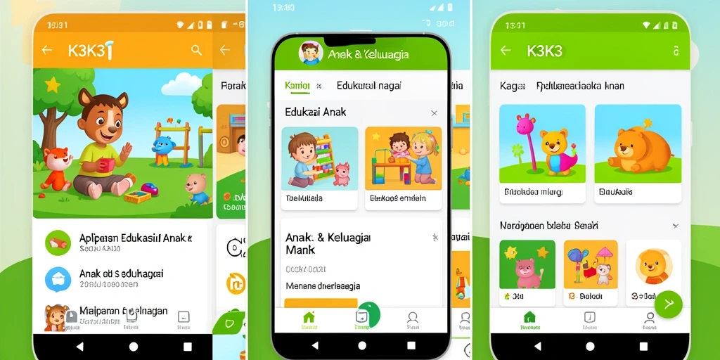 Tampilan antarmuka aplikasi K3K3 yang menarik untuk anak.