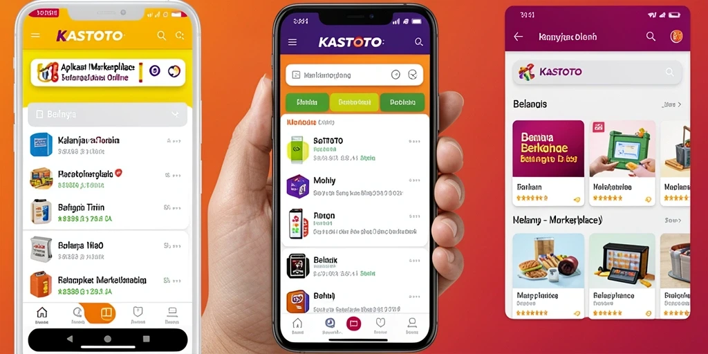 Antarmuka aplikasi KASTOTO dengan fungsi Marketplace yang intuitif.