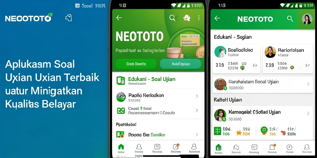 Antarmuka aplikasi NEOTOTO yang interaktif untuk Soal Ujian.