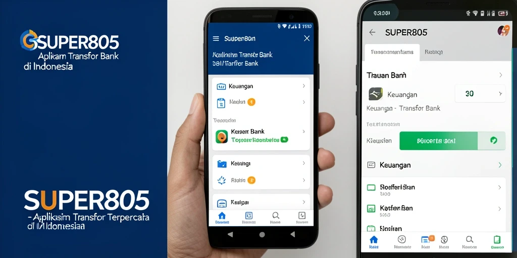 Antarmuka pengguna SUPER805 dengan fitur Transfer Bank yang mudah dioperasikan.