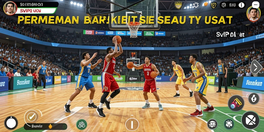 Tampilan antarmuka utama SVIP10 menampilkan aksi basket yang seru.