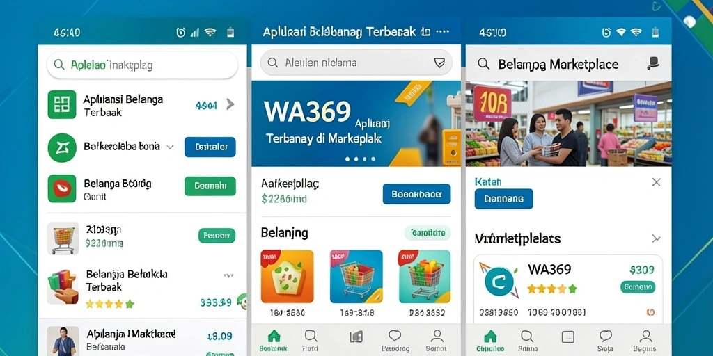 Screenshot antarmuka WA369 yang menampilkan berbagai produk Marketplace.